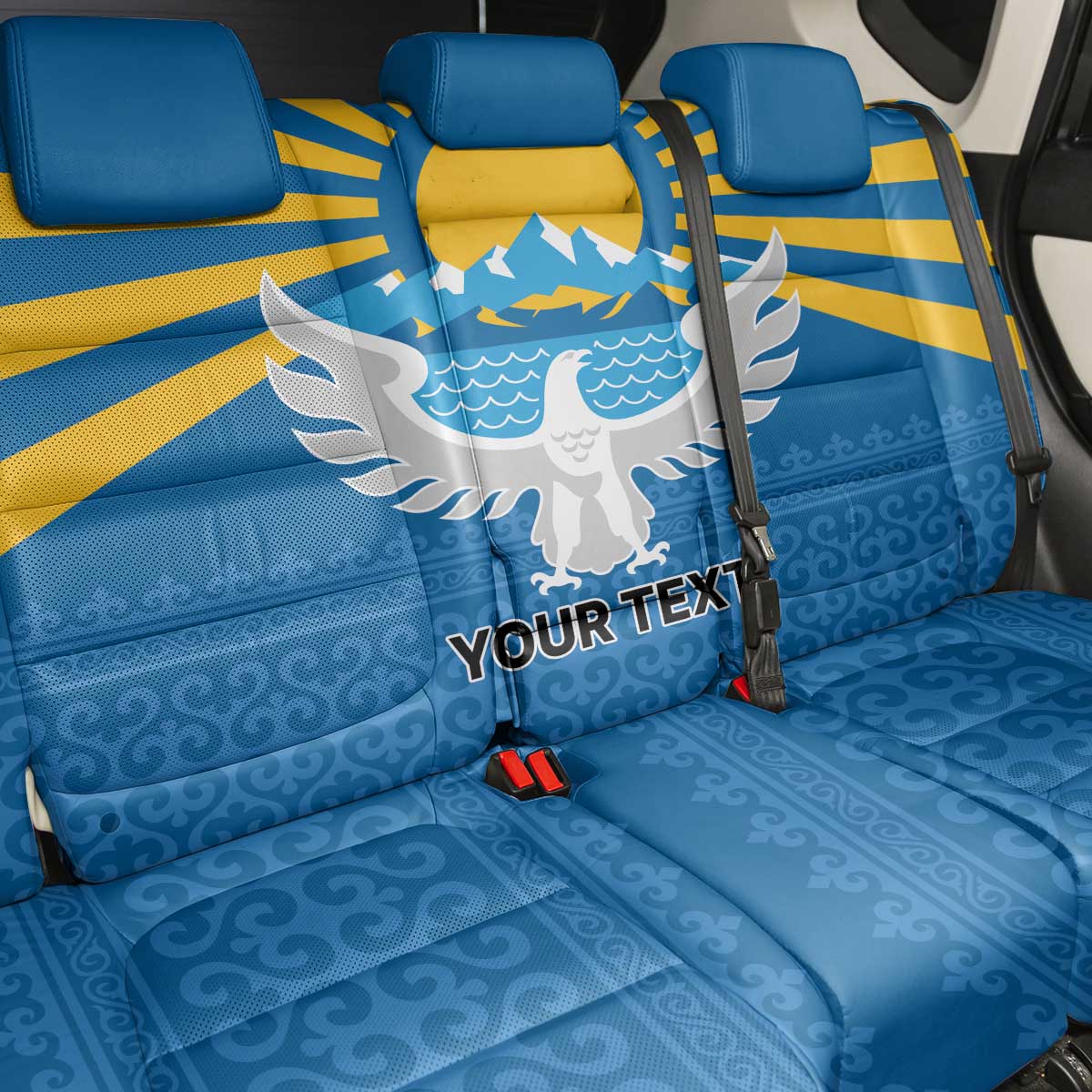 Kyrgyzstan Falcon Personalized Back Car Seat Cover Tian Shan Mountains Rising Sun