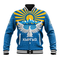 Kyrgyzstan Falcon Personalized Baseball Jacket Tian Shan Mountains Rising Sun