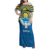 Kyrgyzstan Falcon Personalized Family Matching Off Shoulder Maxi Dress and Hawaiian Shirt Tian Shan Mountains Rising Sun