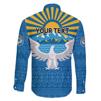 Kyrgyzstan Falcon Personalized Family Matching Short Sleeve Bodycon Dress and Hawaiian Shirt Tian Shan Mountains Rising Sun