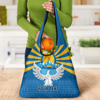 Kyrgyzstan Falcon Personalized Grocery Bag Tian Shan Mountains Rising Sun