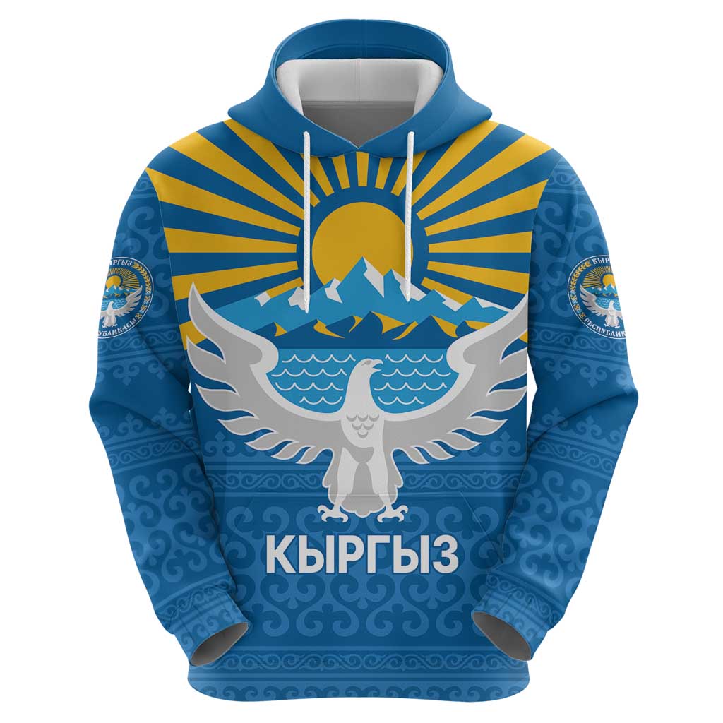 Kyrgyzstan Falcon Personalized Hoodie Tian Shan Mountains Rising Sun
