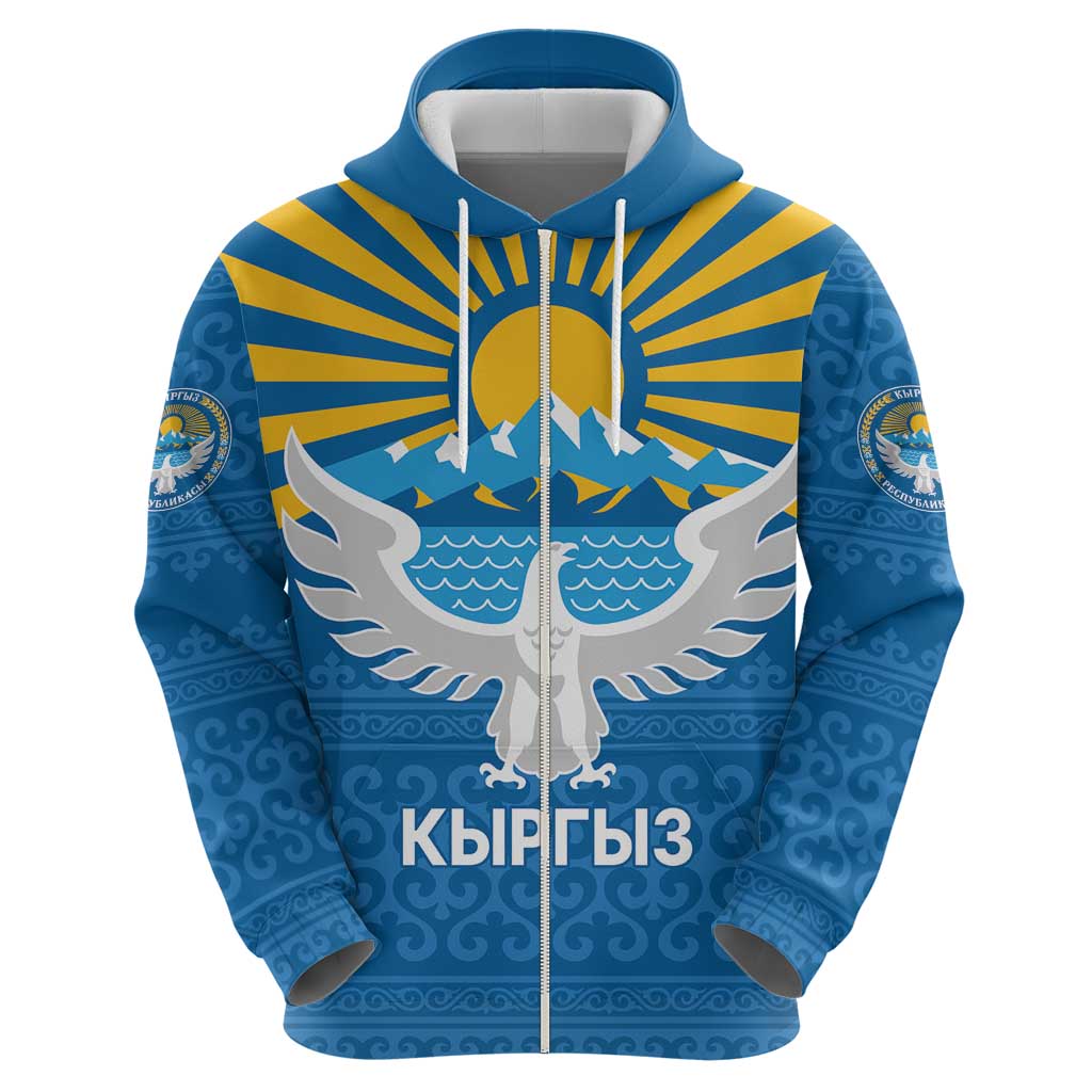 Kyrgyzstan Falcon Personalized Hoodie Tian Shan Mountains Rising Sun