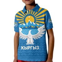 Kyrgyzstan Falcon Personalized Kid Polo Shirt Tian Shan Mountains Rising Sun