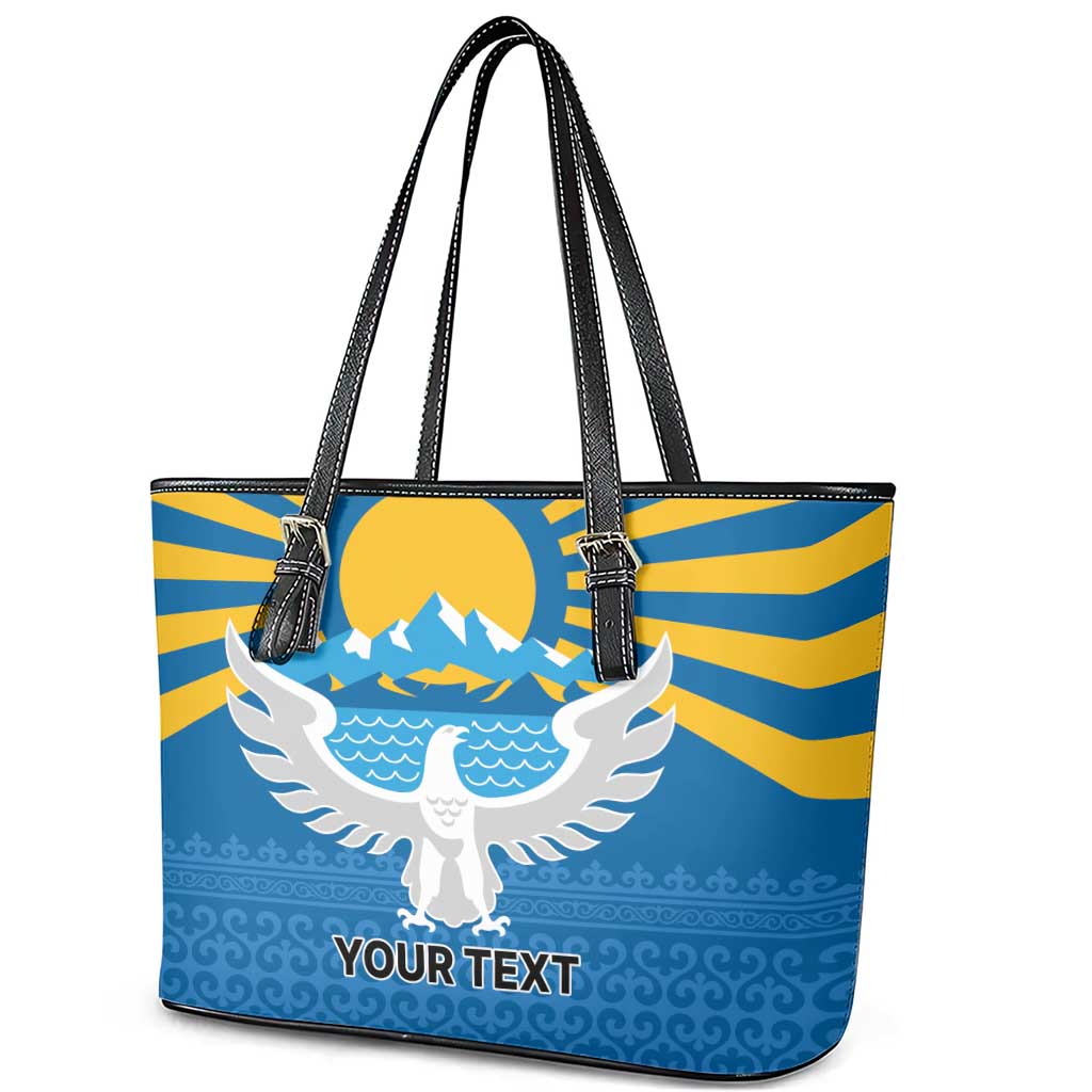 Kyrgyzstan Falcon Personalized Leather Tote Bag Tian Shan Mountains Rising Sun