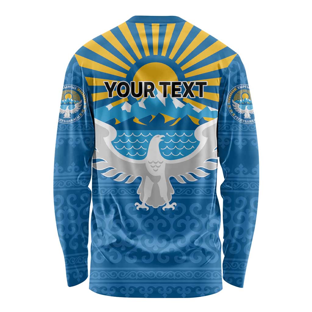 Kyrgyzstan Falcon Personalized Long Sleeve Shirt Tian Shan Mountains Rising Sun