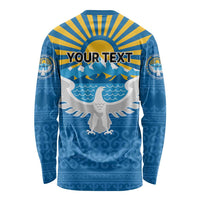 Kyrgyzstan Falcon Personalized Long Sleeve Shirt Tian Shan Mountains Rising Sun