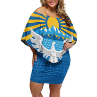 Kyrgyzstan Falcon Personalized Off Shoulder Short Dress Tian Shan Mountains Rising Sun