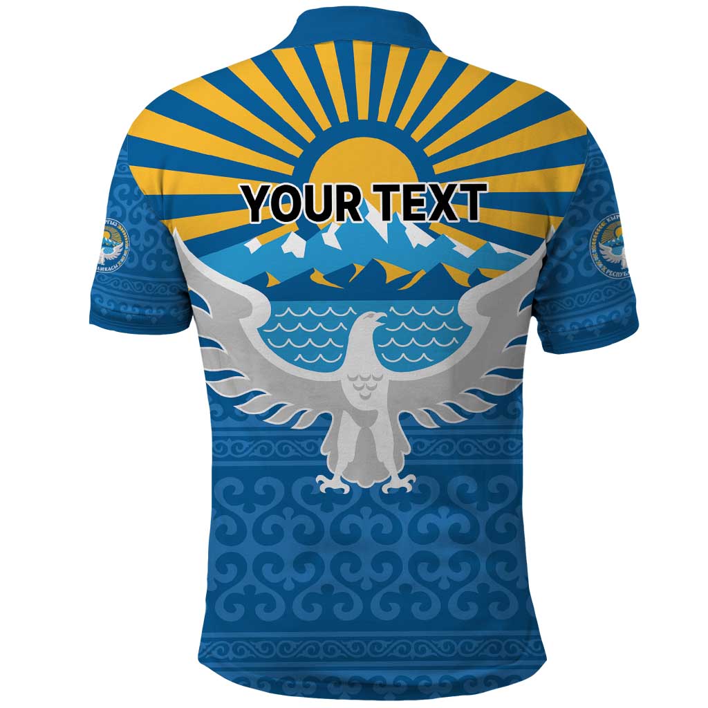 Kyrgyzstan Falcon Personalized Polo Shirt Tian Shan Mountains Rising Sun
