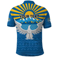 Kyrgyzstan Falcon Personalized Polo Shirt Tian Shan Mountains Rising Sun