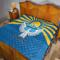 Kyrgyzstan Falcon Personalized Quilt Tian Shan Mountains Rising Sun