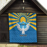 Kyrgyzstan Falcon Personalized Quilt Tian Shan Mountains Rising Sun