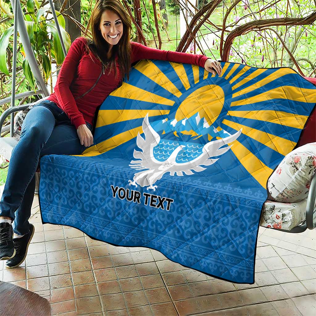 Kyrgyzstan Falcon Personalized Quilt Tian Shan Mountains Rising Sun
