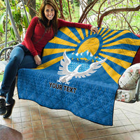 Kyrgyzstan Falcon Personalized Quilt Tian Shan Mountains Rising Sun