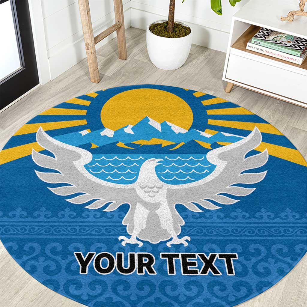 Kyrgyzstan Falcon Personalized Round Carpet Tian Shan Mountains Rising Sun