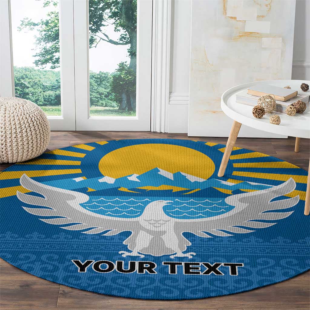 Kyrgyzstan Falcon Personalized Round Carpet Tian Shan Mountains Rising Sun
