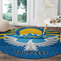 Kyrgyzstan Falcon Personalized Round Carpet Tian Shan Mountains Rising Sun
