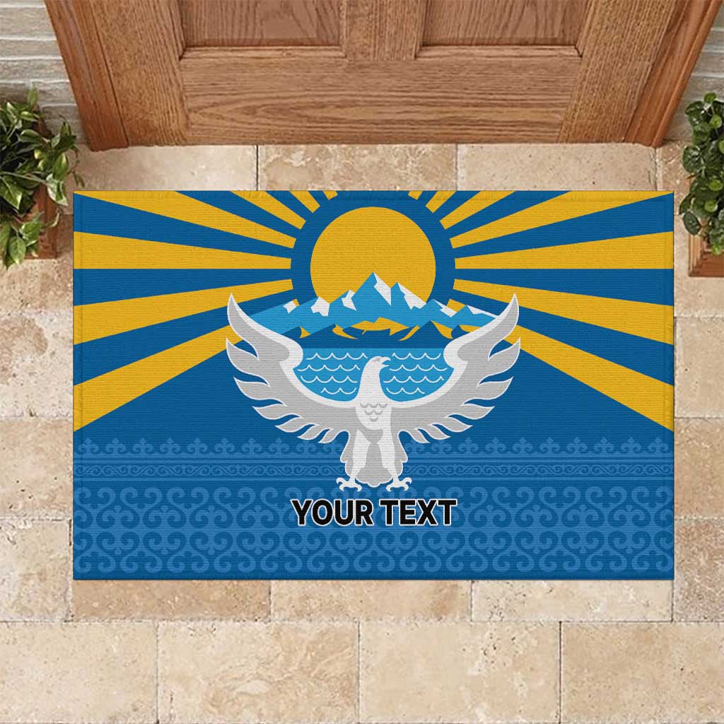 Kyrgyzstan Falcon Personalized Rubber Doormat Tian Shan Mountains Rising Sun