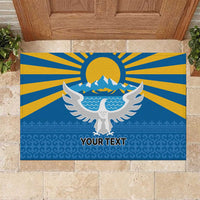 Kyrgyzstan Falcon Personalized Rubber Doormat Tian Shan Mountains Rising Sun
