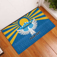 Kyrgyzstan Falcon Personalized Rubber Doormat Tian Shan Mountains Rising Sun