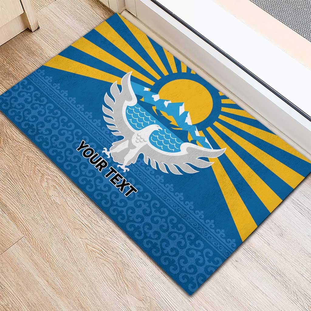 Kyrgyzstan Falcon Personalized Rubber Doormat Tian Shan Mountains Rising Sun