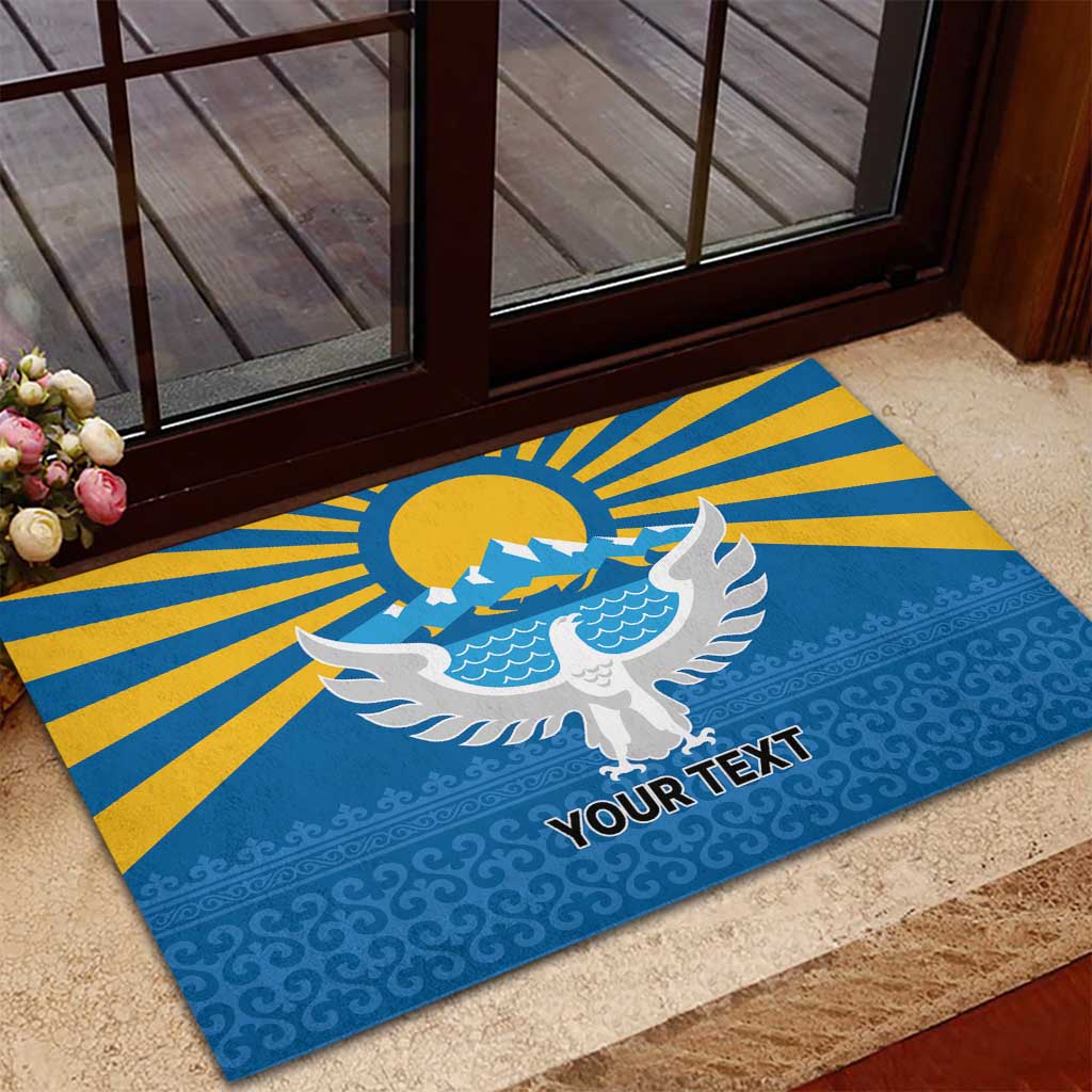 Kyrgyzstan Falcon Personalized Rubber Doormat Tian Shan Mountains Rising Sun