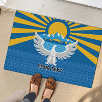 Kyrgyzstan Falcon Personalized Rubber Doormat Tian Shan Mountains Rising Sun
