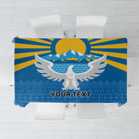 Kyrgyzstan Falcon Personalized Tablecloth Tian Shan Mountains Rising Sun