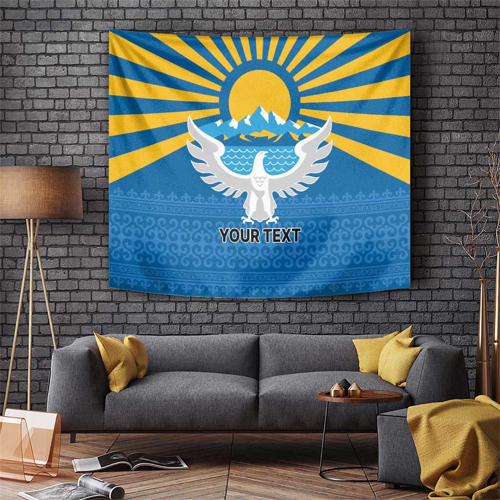 Kyrgyzstan Falcon Personalized Tapestry Tian Shan Mountains Rising Sun