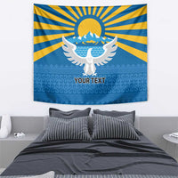 Kyrgyzstan Falcon Personalized Tapestry Tian Shan Mountains Rising Sun