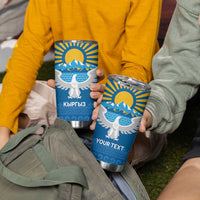 Kyrgyzstan Falcon Personalized Tumbler Cup Tian Shan Mountains Rising Sun