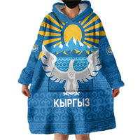 Kyrgyzstan Falcon Personalized Wearable Blanket Hoodie Tian Shan Mountains Rising Sun