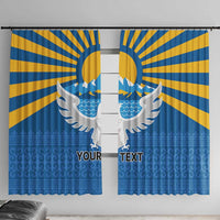 Kyrgyzstan Falcon Personalized Window Curtain Tian Shan Mountains Rising Sun