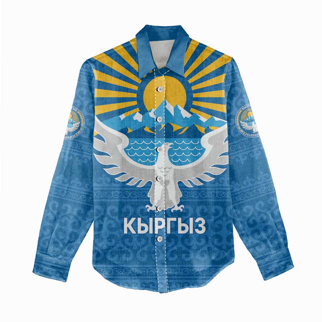 Kyrgyzstan Falcon Personalized Women Casual Shirt Tian Shan Mountains Rising Sun