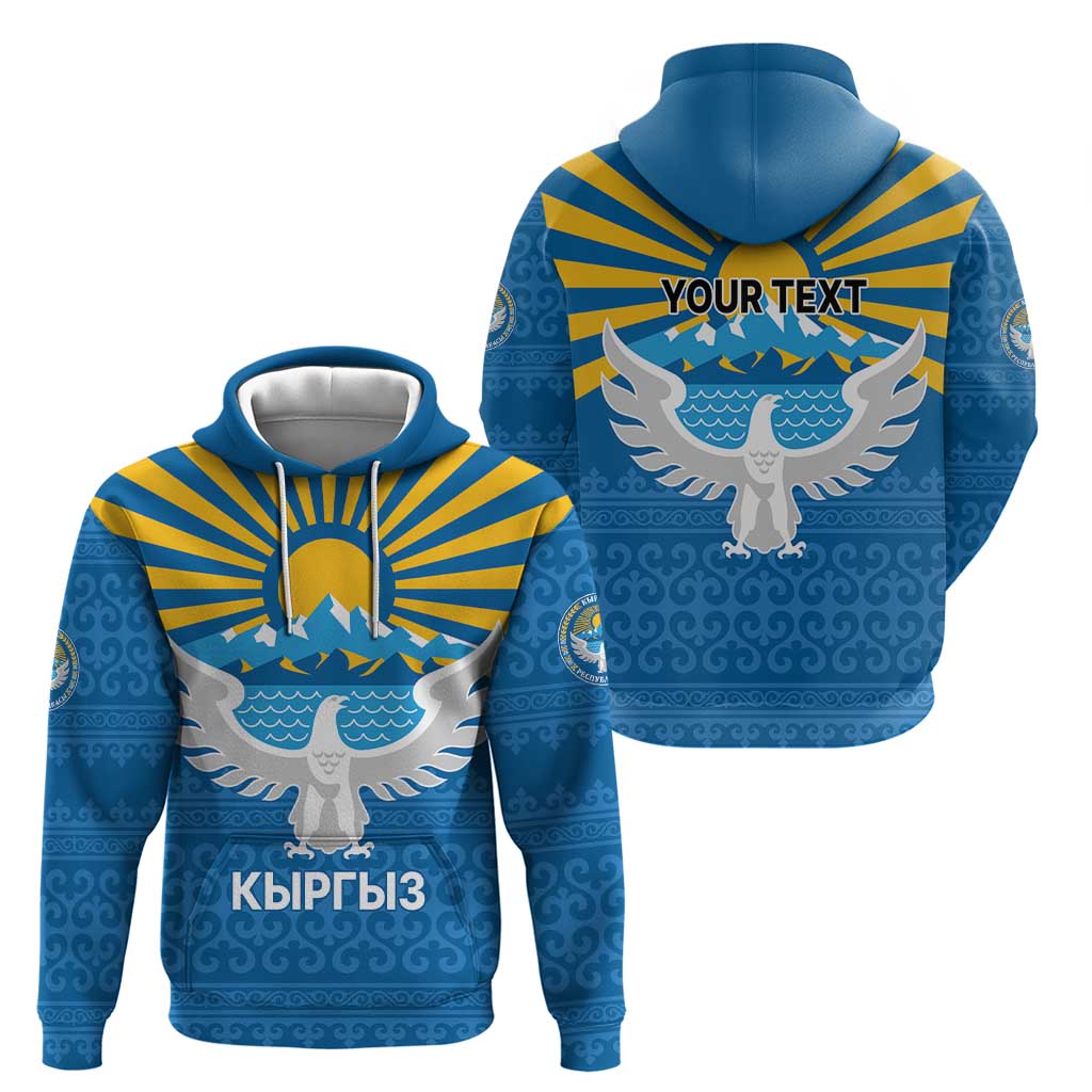 Kyrgyzstan Falcon Personalized Zip Hoodie Tian Shan Mountains Rising Sun