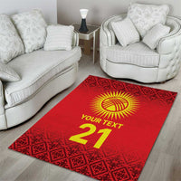 Kyrgyzstan Football Custom Area Rug Kazakh Pattern