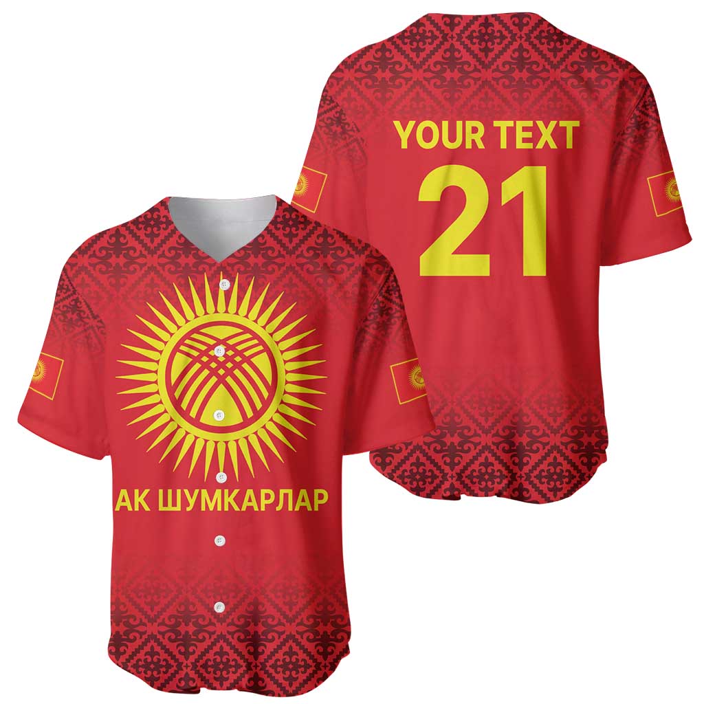 Kyrgyzstan Football Custom Baseball Jersey Kazakh Pattern
