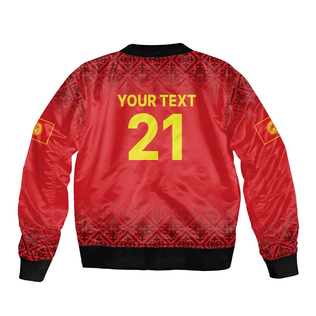 Kyrgyzstan Football Custom Bomber Jacket Kazakh Pattern