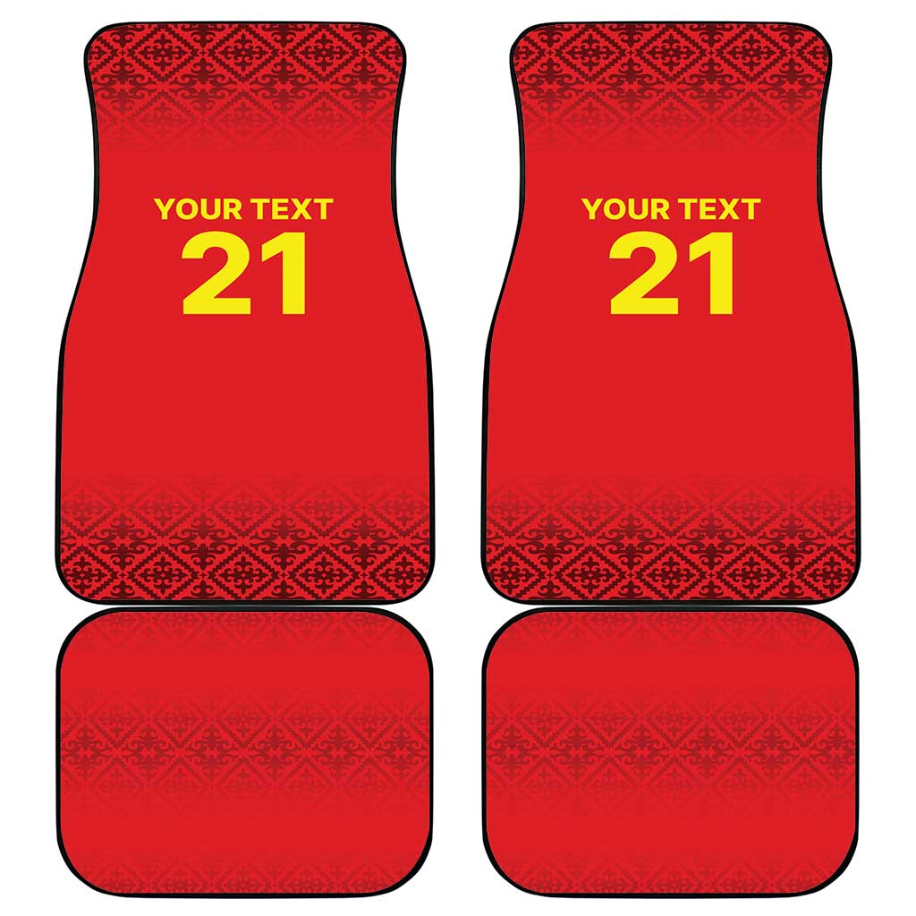 Kyrgyzstan Football Custom Car Mats Kazakh Pattern