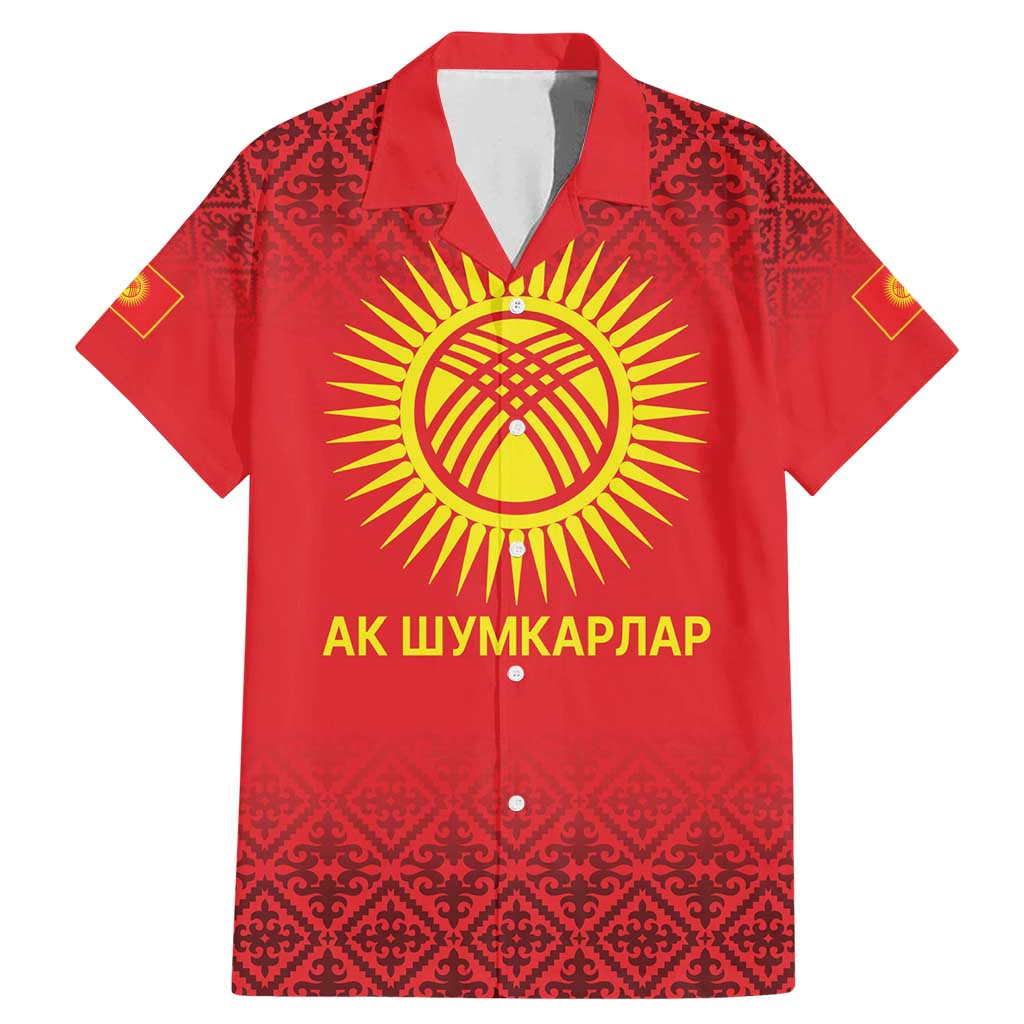Kyrgyzstan Football Custom Family Matching Mermaid Dress and Hawaiian Shirt Kazakh Pattern