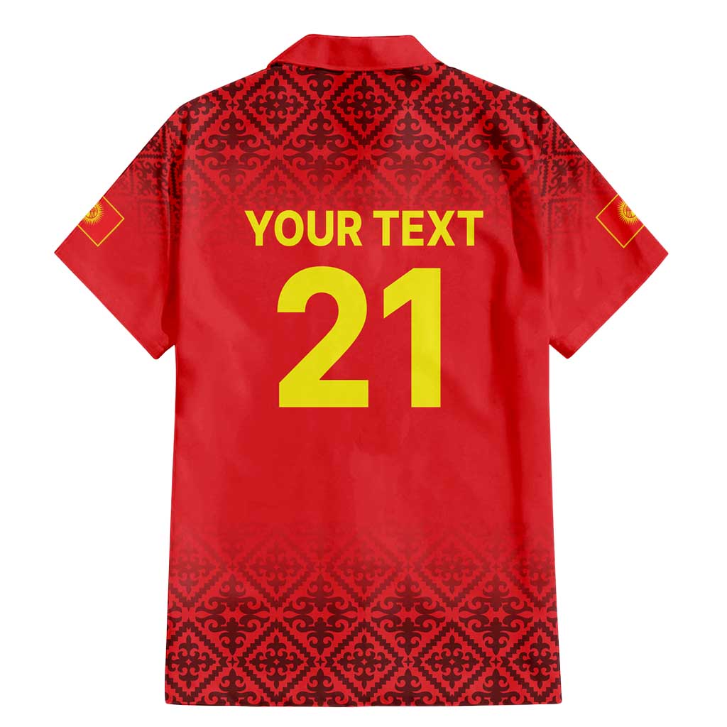 Kyrgyzstan Football Custom Family Matching Mermaid Dress and Hawaiian Shirt Kazakh Pattern