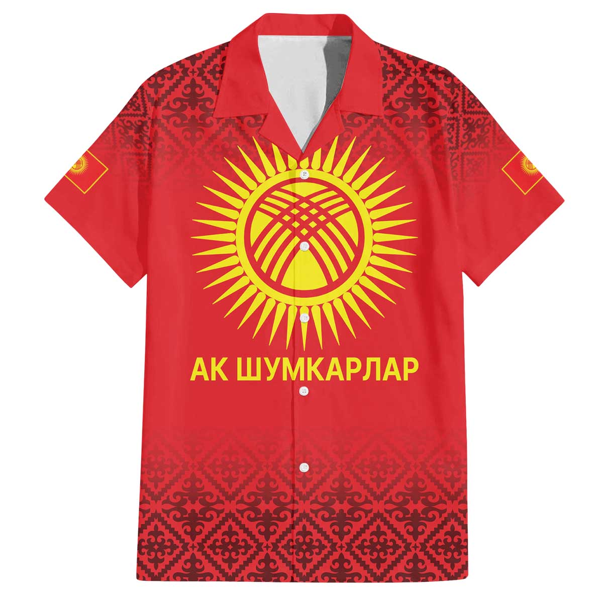 Kyrgyzstan Football Custom Family Matching Off The Shoulder Long Sleeve Dress and Hawaiian Shirt Kazakh Pattern