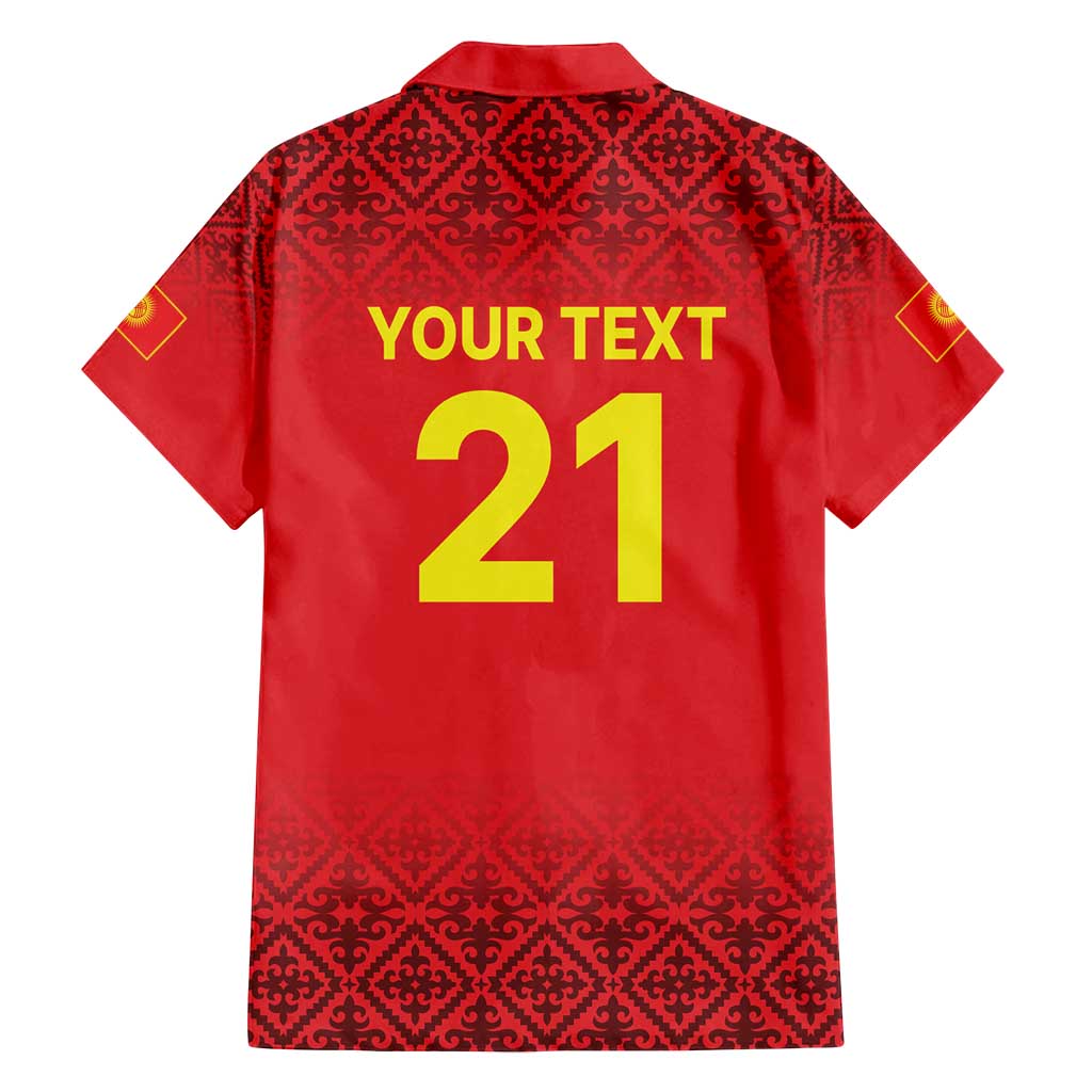 Kyrgyzstan Football Custom Family Matching Puletasi and Hawaiian Shirt Kazakh Pattern