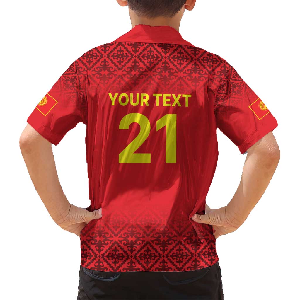 Kyrgyzstan Football Custom Family Matching Tank Maxi Dress and Hawaiian Shirt Kazakh Pattern