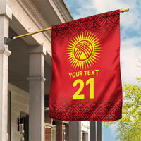 Kyrgyzstan Football Custom Garden Flag Kazakh Pattern