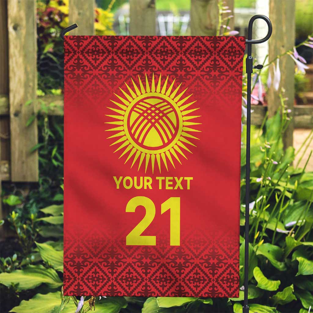 Kyrgyzstan Football Custom Garden Flag Kazakh Pattern