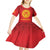 Kyrgyzstan Football Custom Kid Short Sleeve Dress Kazakh Pattern