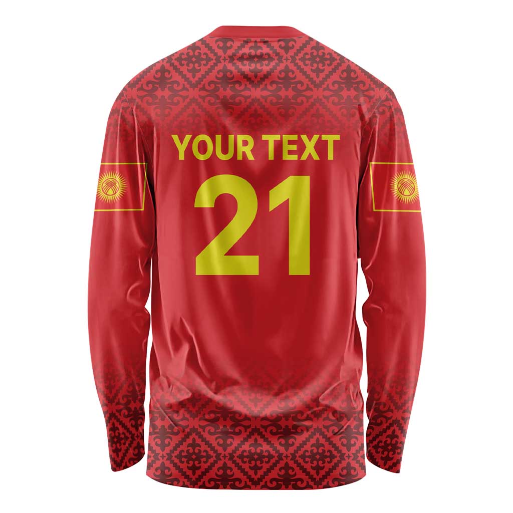 Kyrgyzstan Football Custom Long Sleeve Shirt Kazakh Pattern