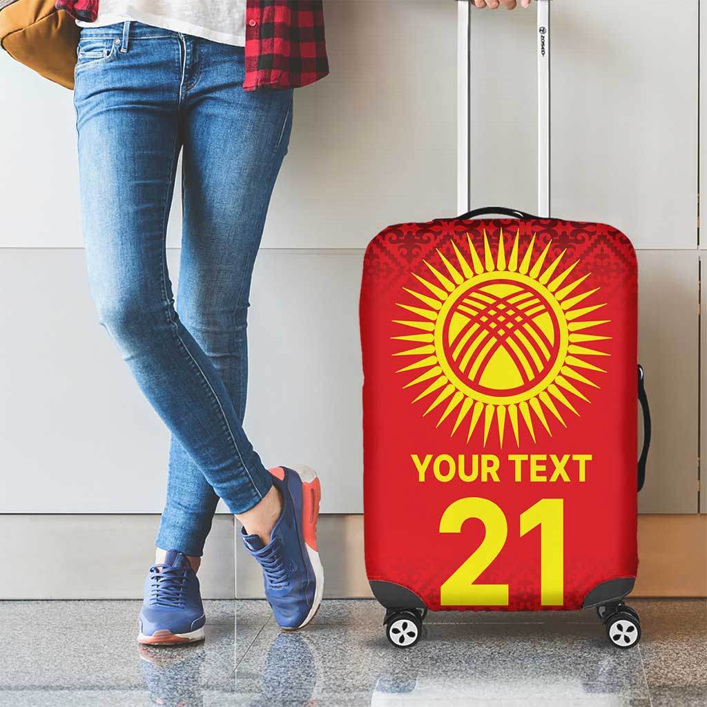 Kyrgyzstan Football Custom Luggage Cover Kazakh Pattern