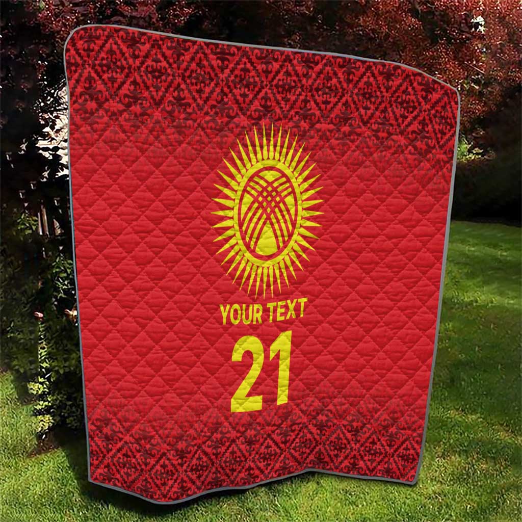 Kyrgyzstan Football Custom Quilt Kazakh Pattern